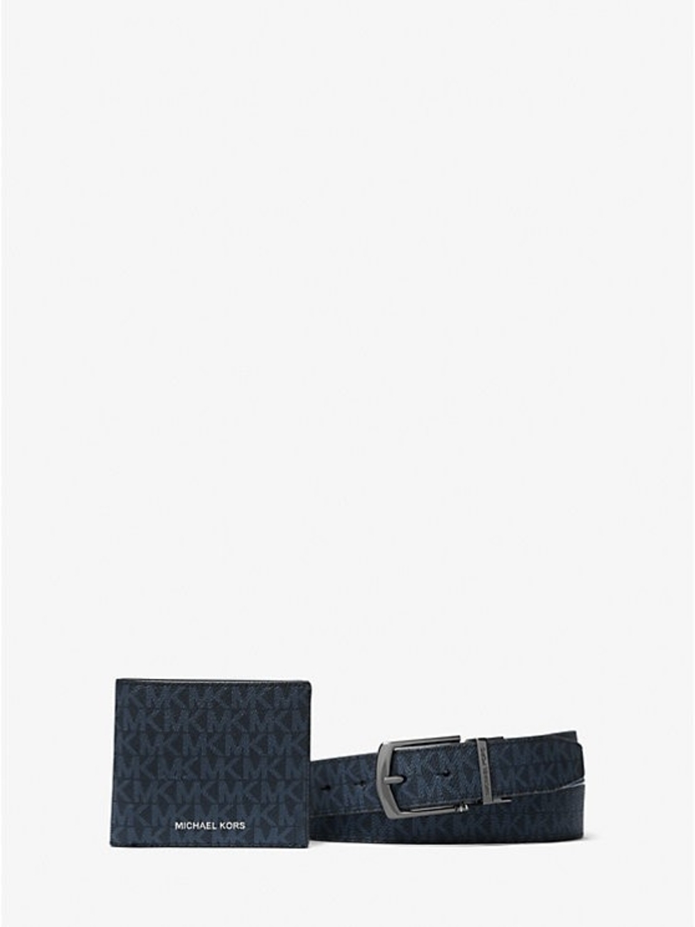 Michael Kors Navy MK Monogram Wallet & Belt Set